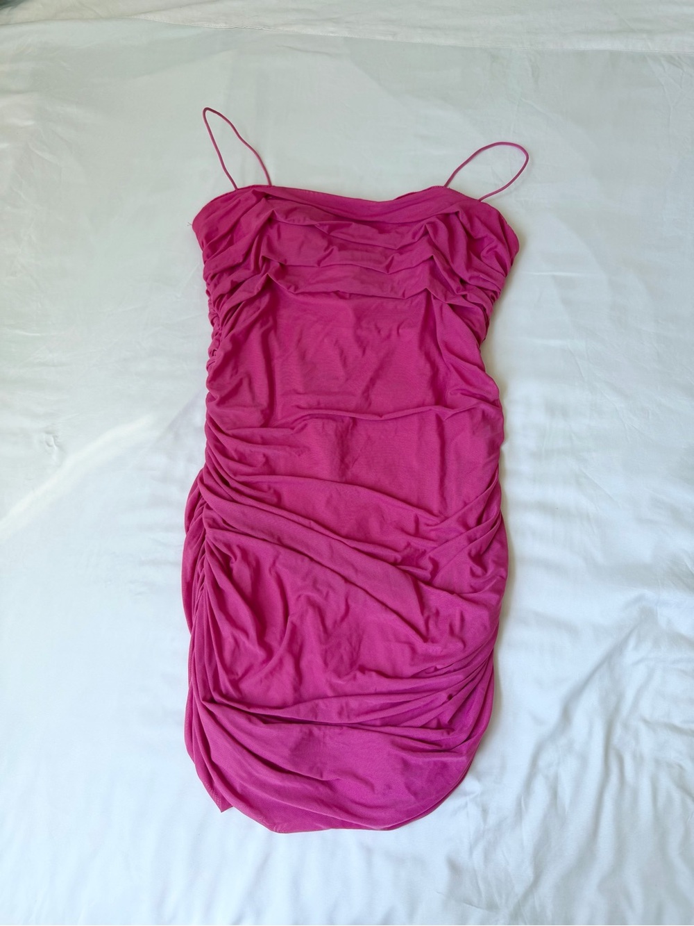 Princess Polly Bright Pink Ruched Spaghetti Strap Slip Dress